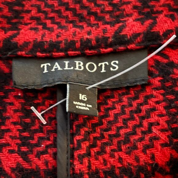 NEW TALBOTS Wool Blend 3 Button Patch Pocket Plaid Blazer in Red & Black SZ 16 - Picture 9 of 12